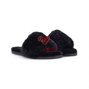 Купить Меховые домашние тапочки Fur Slides - Черные фото