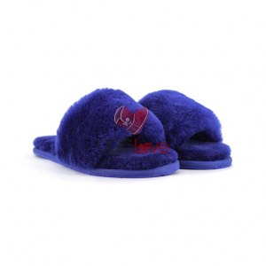 Купить Меховые домашние тапочки Fur Slides - Синие фото