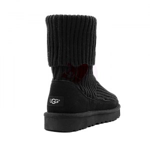 Купить UGG® Classic Rib Knit Logo Boots - Black фото 1