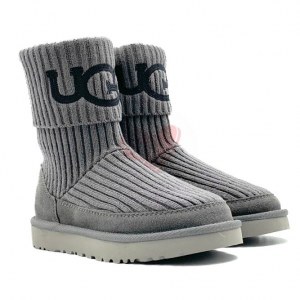 Купить UGG® Classic Rib Knit Logo Boots - Grey фото