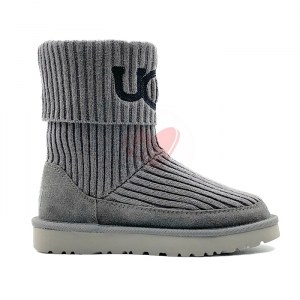 Купить UGG® Classic Rib Knit Logo Boots - Grey фото 2