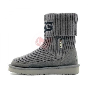 Купить UGG® Classic Rib Knit Logo Boots - Grey фото 4
